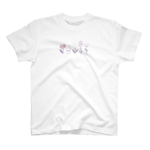 うさぎとお花 Regular Fit T-Shirt