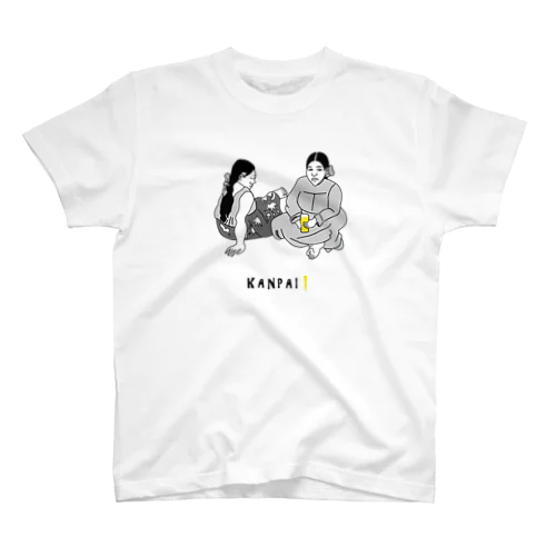 名画 × BEER（タヒチの女）黒線画 Regular Fit T-Shirt