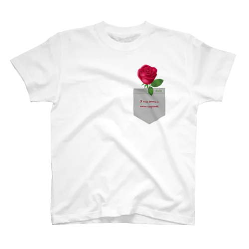 赤い薔薇 ポケット2 Tシャツ スタンダードTシャツ