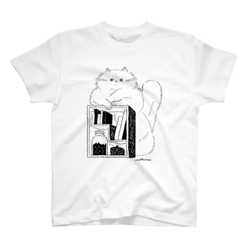 ねこの本棚（白） スタンダードTシャツ