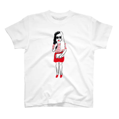 赤ボーダーgirl スタンダードTシャツ