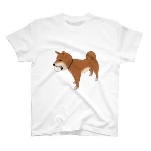 口いっぱいボールの柴犬 スタンダードTシャツ