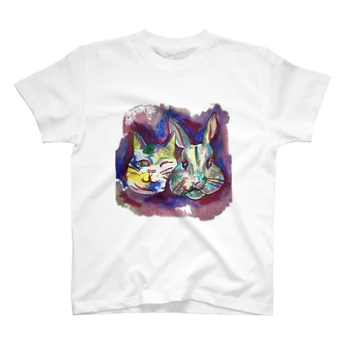 猫とうさぎの宙浮遊 Regular Fit T-Shirt