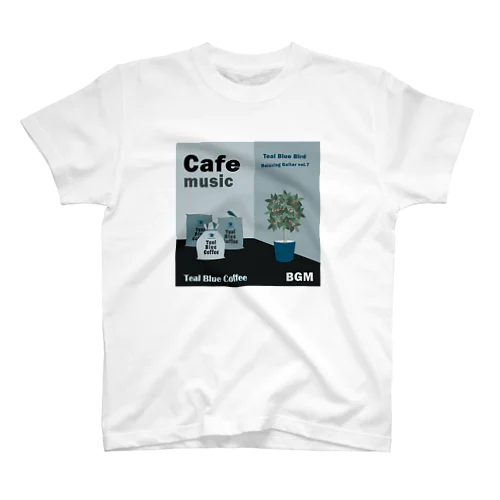 Cafe music - Teal Blue Bird - スタンダードTシャツ