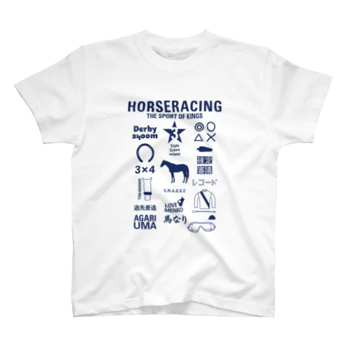 HORSERACING GRAPHICS 紺 Regular Fit T-Shirt