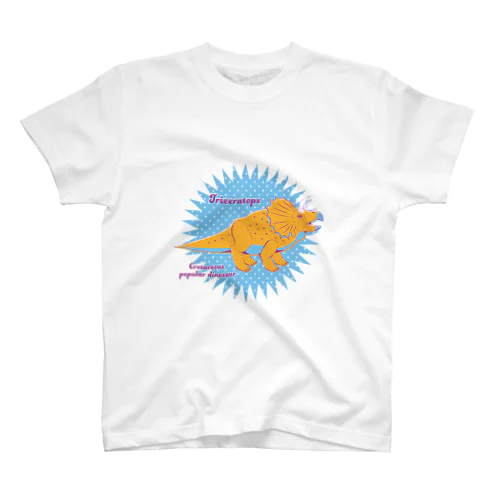 トリケラトプス　80年代風レトロポップな恐竜 スタンダードTシャツ