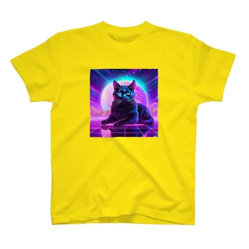 Black Cat in The VaporWave World.(蒸気波世界のクロネコ) スタンダードTシャツ