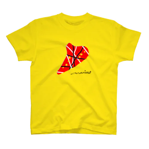 オカリナ　ライン赤黒 Regular Fit T-Shirt