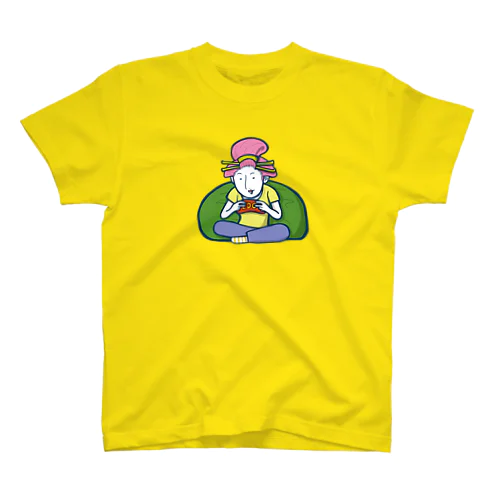 Gaming Girl(ビッグイラスト)／濃色Ｔシャツ Regular Fit T-Shirt