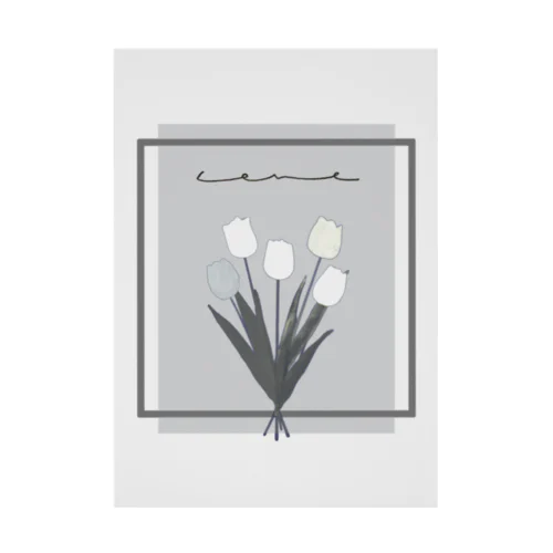 grayish color × white × charcoal ×  tulip bouquet Stickable Poster