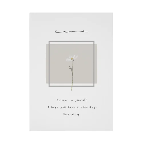 white grayish peach tea × white flower Stickable Poster