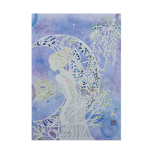 藤の花と月と妖精 Stickable Poster