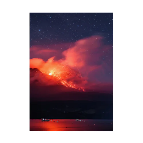 Sakurajima Volcano Night 吸着ポスター