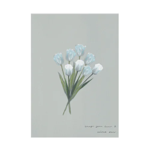 💐 mint green gray × white gray blue . Stickable Poster