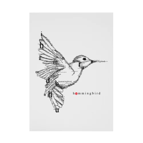 フォントイラストレーション『hummingbird（ハミングバード・ハチドリ）』 吸着ポスター