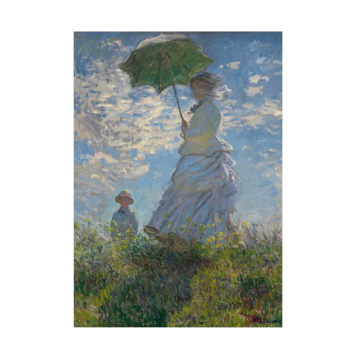 散歩、日傘をさす女性 / Woman with a Parasol - Madame Monet and Her Son Stickable Poster