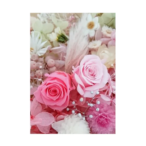 ピンクローズのガーリーな花柄 Stickable Poster