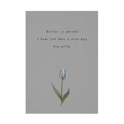 TULIP, white gray blue . Stickable Poster