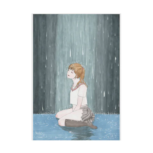 女生徒１（雨の中の悲しみ） Stickable Poster