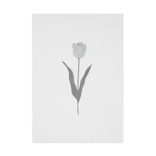 Tulip , shabby chic gray Blue . Stickable Poster