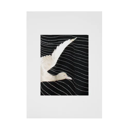 黒と白　水鳥の柄 Stickable Poster