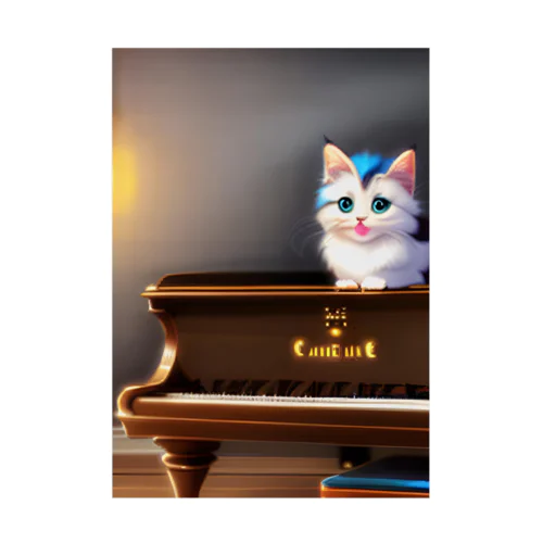 子猫ピアニスト-2 Stickable Poster