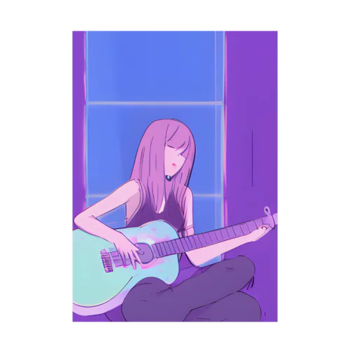 ギターリスト女性の魅力 Stickable Poster