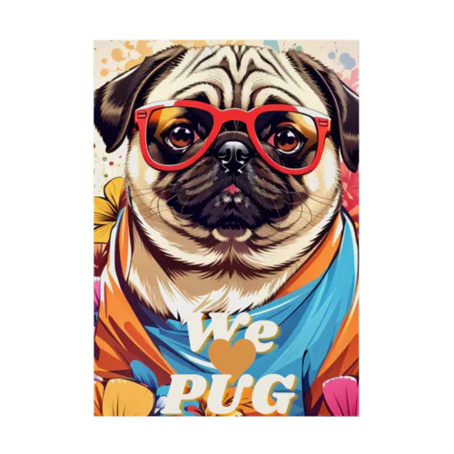 We♥PUG　色彩（パグ大好き！） Stickable Poster