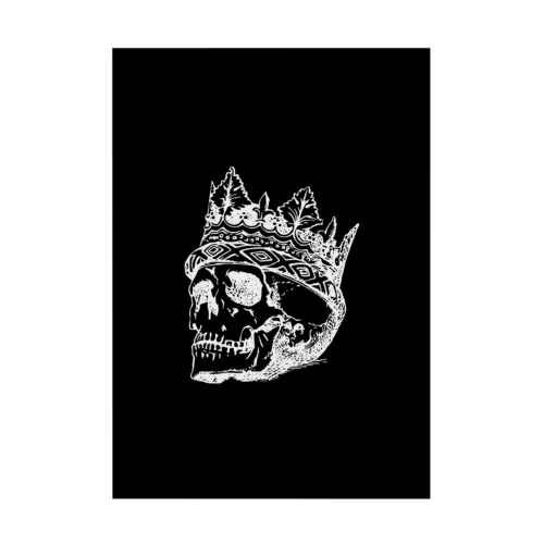 Black White Illustrated Skull King  吸着ポスター