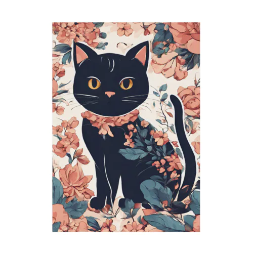 花柄×猫グッズ Stickable Poster