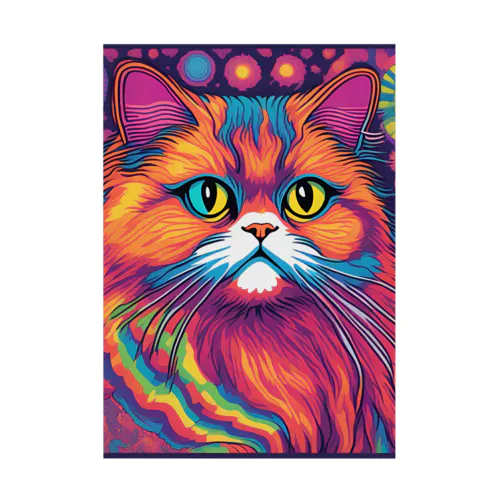 カラフルデジタルアートペルシャ猫　2 Stickable Poster