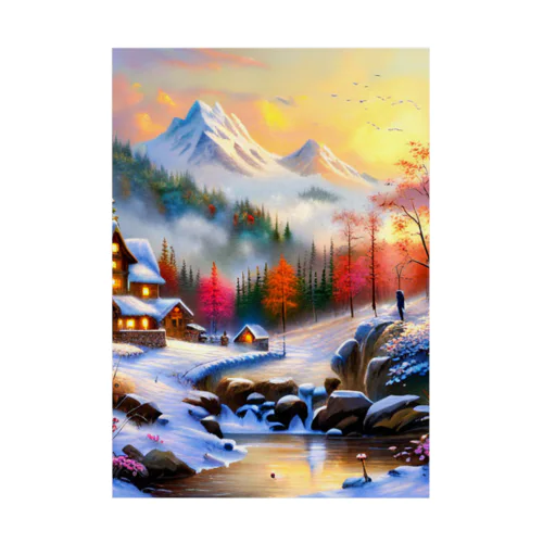 幻想的な雪景色のグッズ Stickable Poster