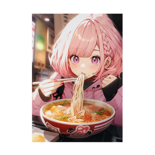 ラーメンをたべる女の子 Stickable Poster