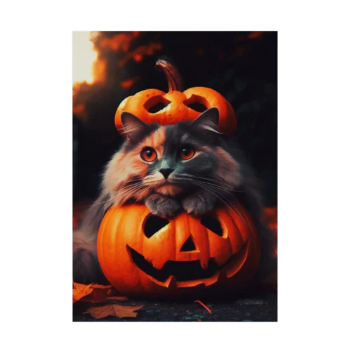 ハロウィン🎃仮装にゃんこ🐱 Stickable Poster