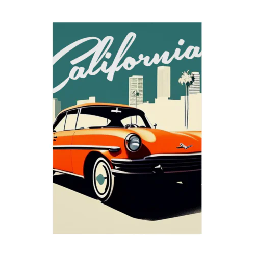 カリフォルニアのオレンジの車 Stickable Poster
