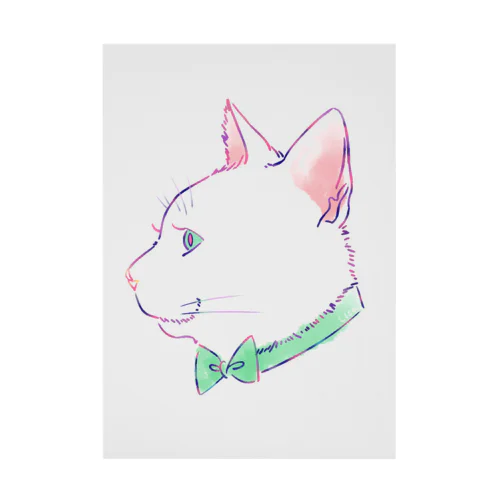 White cat Stickable Poster