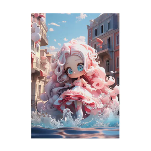 水たまりとピンクガール Stickable Poster