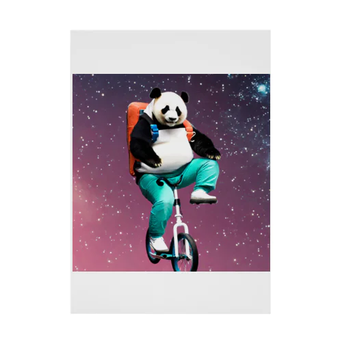 パンダが一輪車で何かを運ぶ Stickable Poster