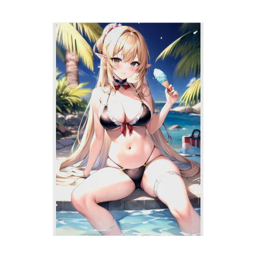 水着エルフ Stickable Poster