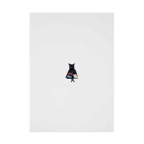 買い物をする黒猫BIBI Stickable Poster
