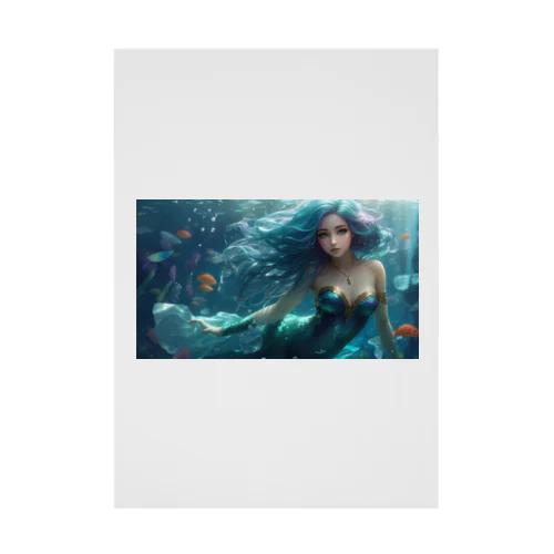 Mint mermaid 全身 Stickable Poster