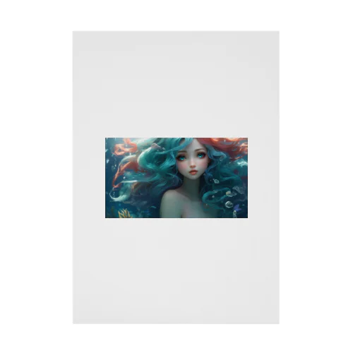 Mint mermaid Stickable Poster