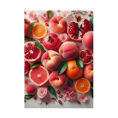 ざくろ、桃、柑橘の実/Pomegranate,Peach,Citrus Stickable Poster