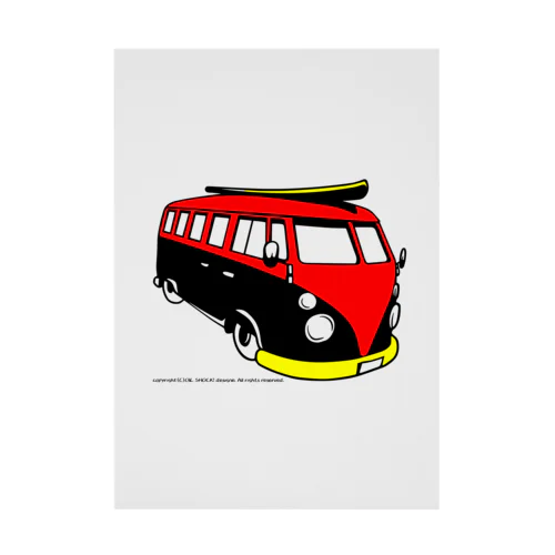 レッド&ブラックのビーチバス Stickable Poster
