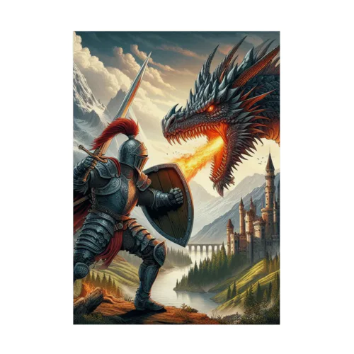 騎士とドラゴン Stickable Poster
