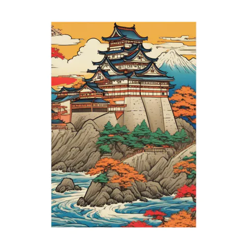 日本の風景、お城　Japanese castle Stickable Poster