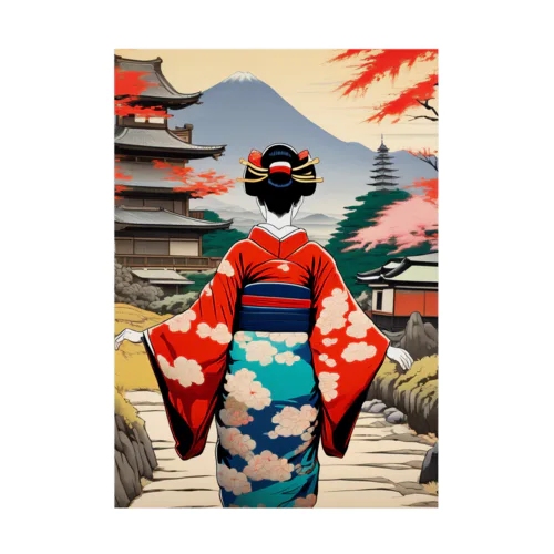 日本の風景：舞妓さん、Jpanese senery MAIKO Stickable Poster