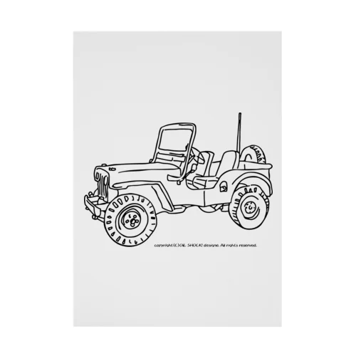 Jeep イラスト ライン画 Stickable Poster