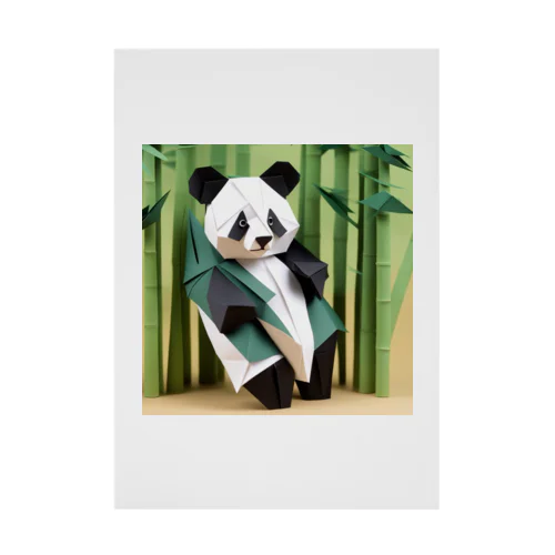 バンブーの茎で遊ぶ折り紙パンダ 吸着ポスター