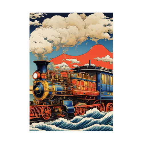 日本の風景:SL 蒸気機関車、Japanese senery:SL Steam locomotive Stickable Poster